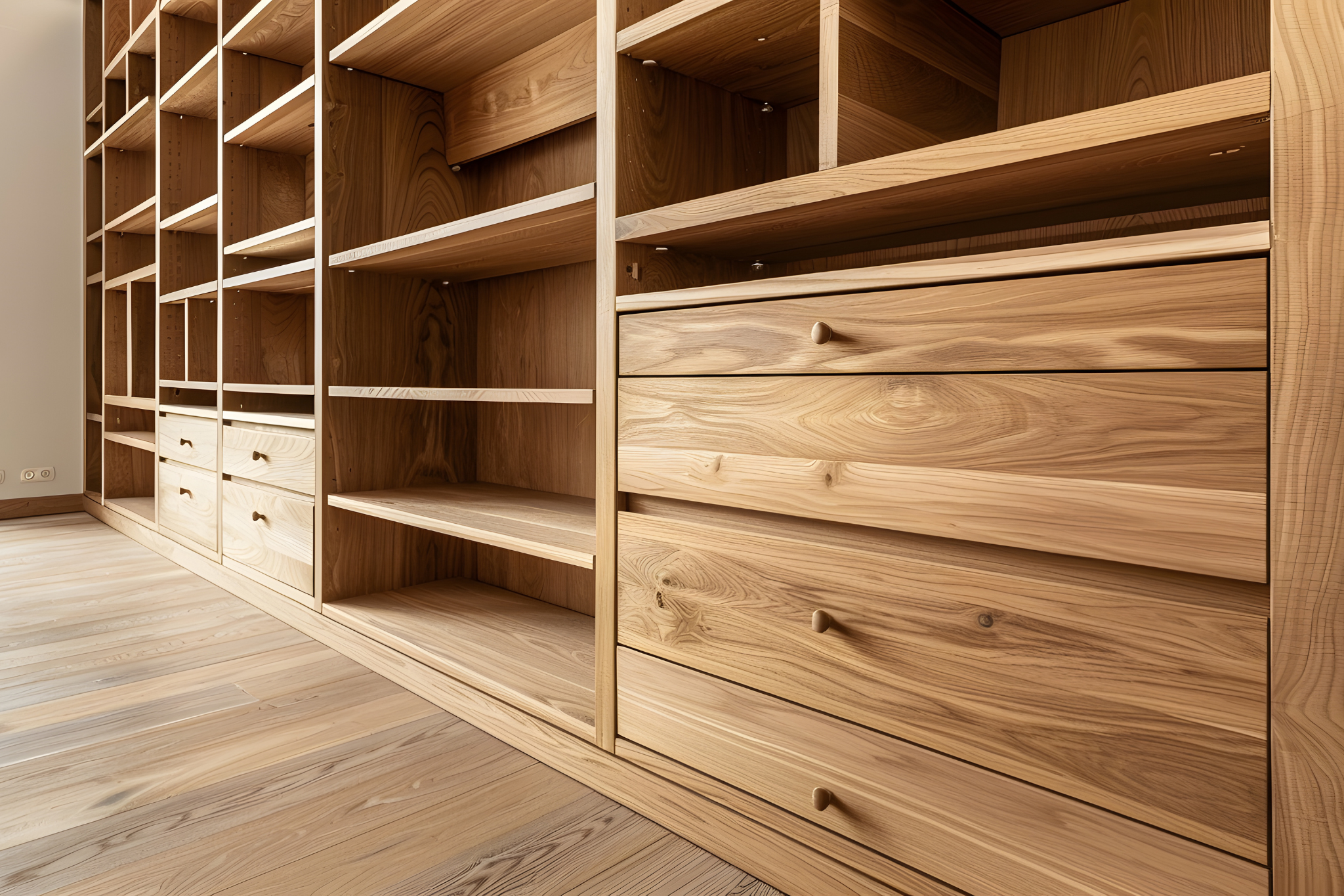 custom oak bookshelf, custom cabinets made in waterford wi
