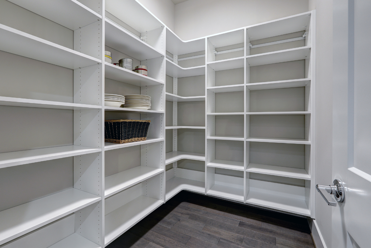 Corner Pantry Cabinet Ideas with ample shelving for storage.